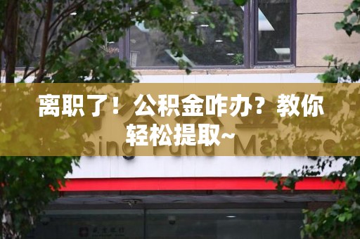 砀山离职了！公积金咋办？教你轻松提取~